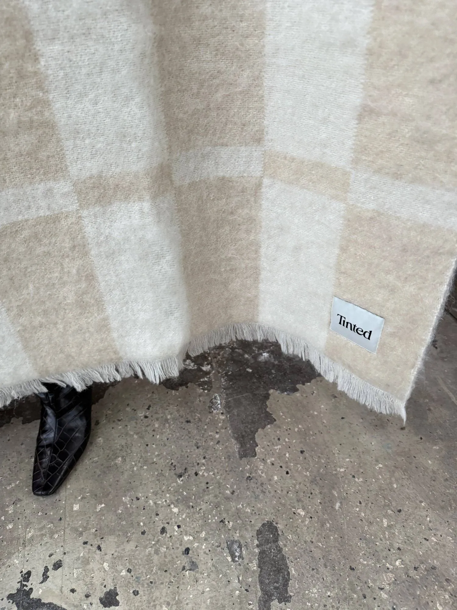 Hallin mohairplaid, Beige-off white, 130x170 cm Tinted