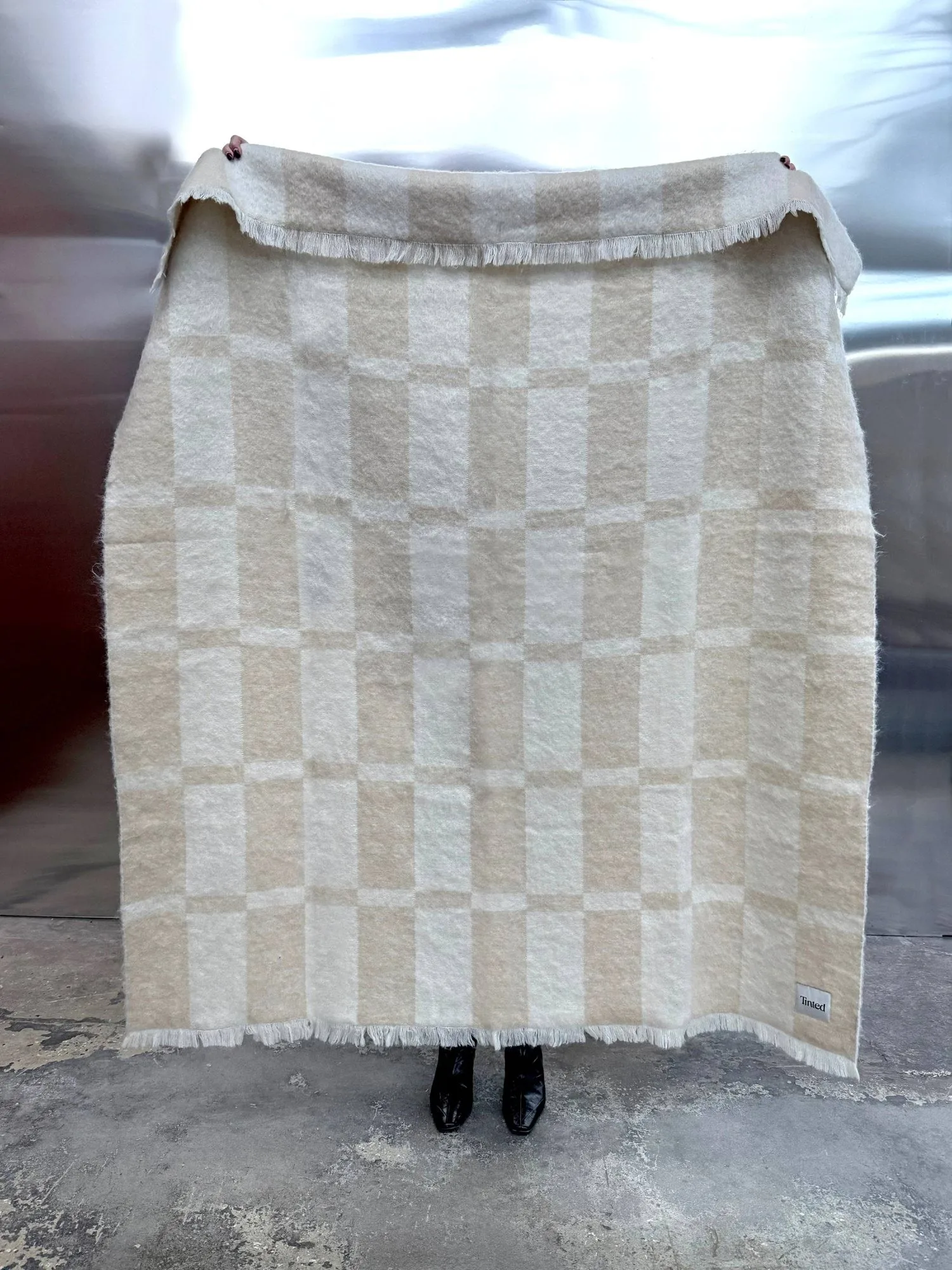 Hallin mohairplaid, Beige-off white, 130x170 cm Tinted