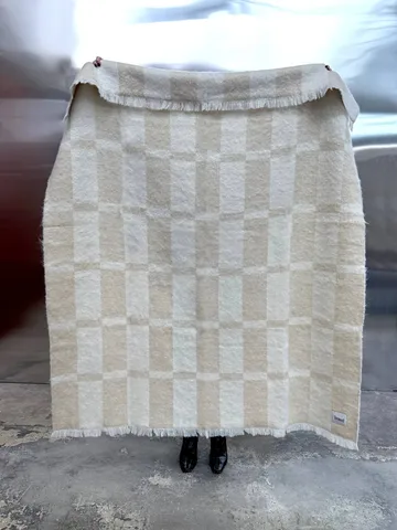 Hallin mohairplaid - Beige-off white, 130x170 cm - Tinted