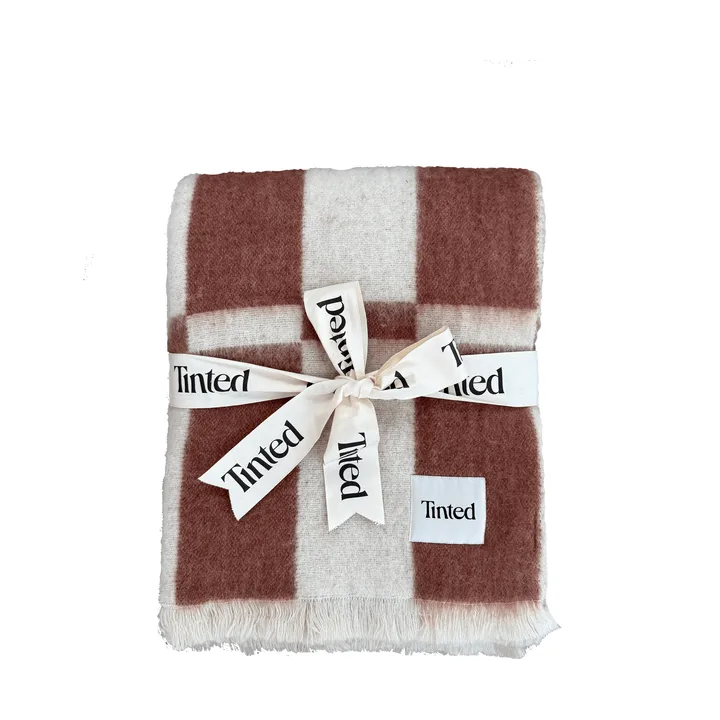 Hallin mohairplaid - Off white-rust, 130x170 cm - Tinted