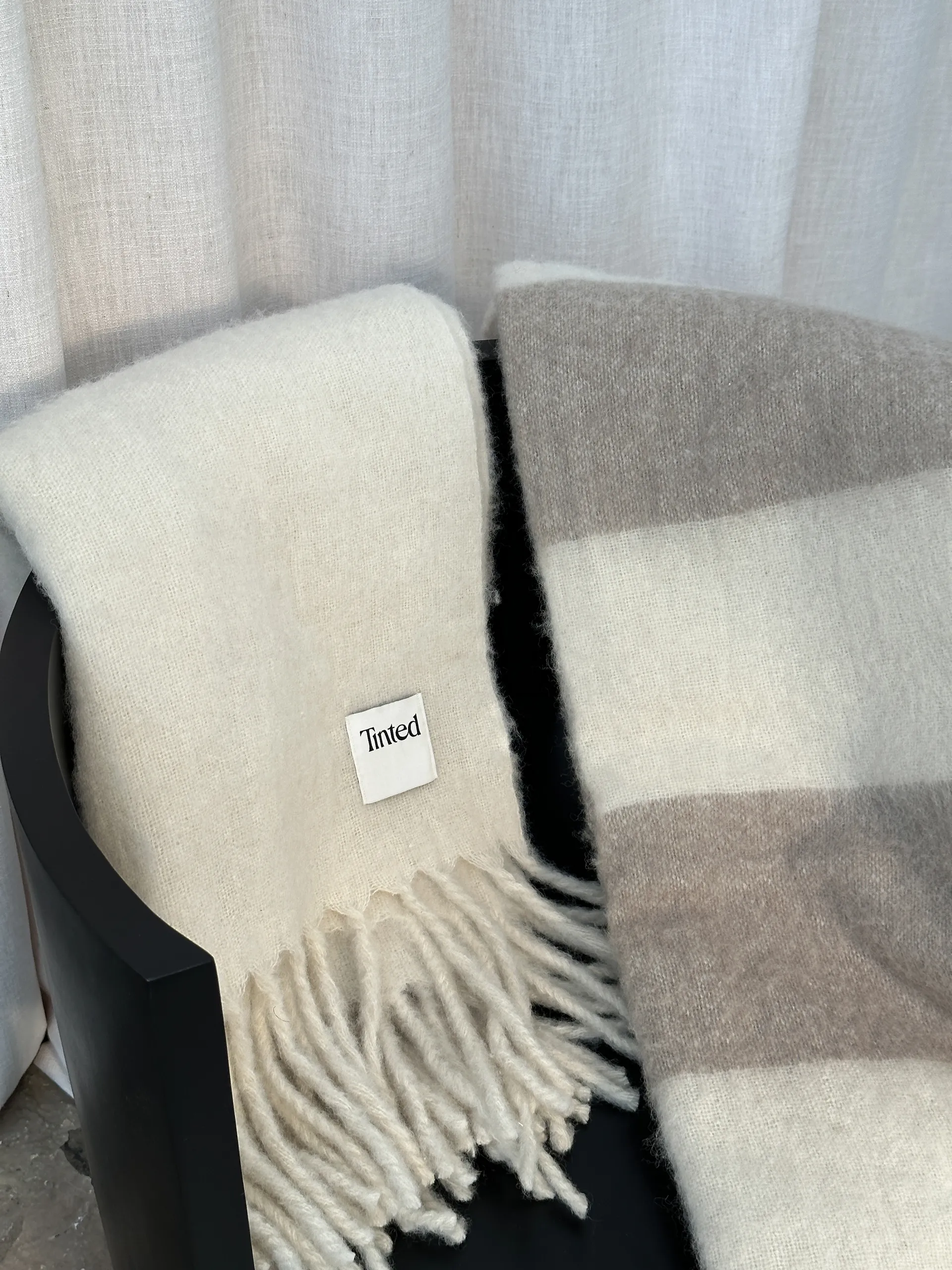 Hemple uldplaid 130x170 cm, Beige-offwhite Tinted