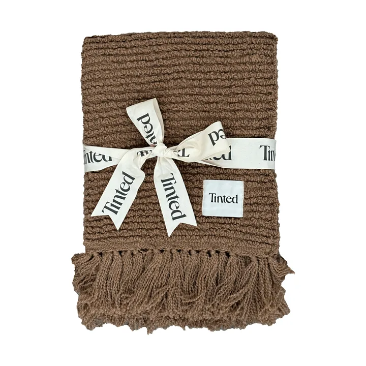 Janzen boucléplaid - Solid natural brown, 130x170 cm - Tinted