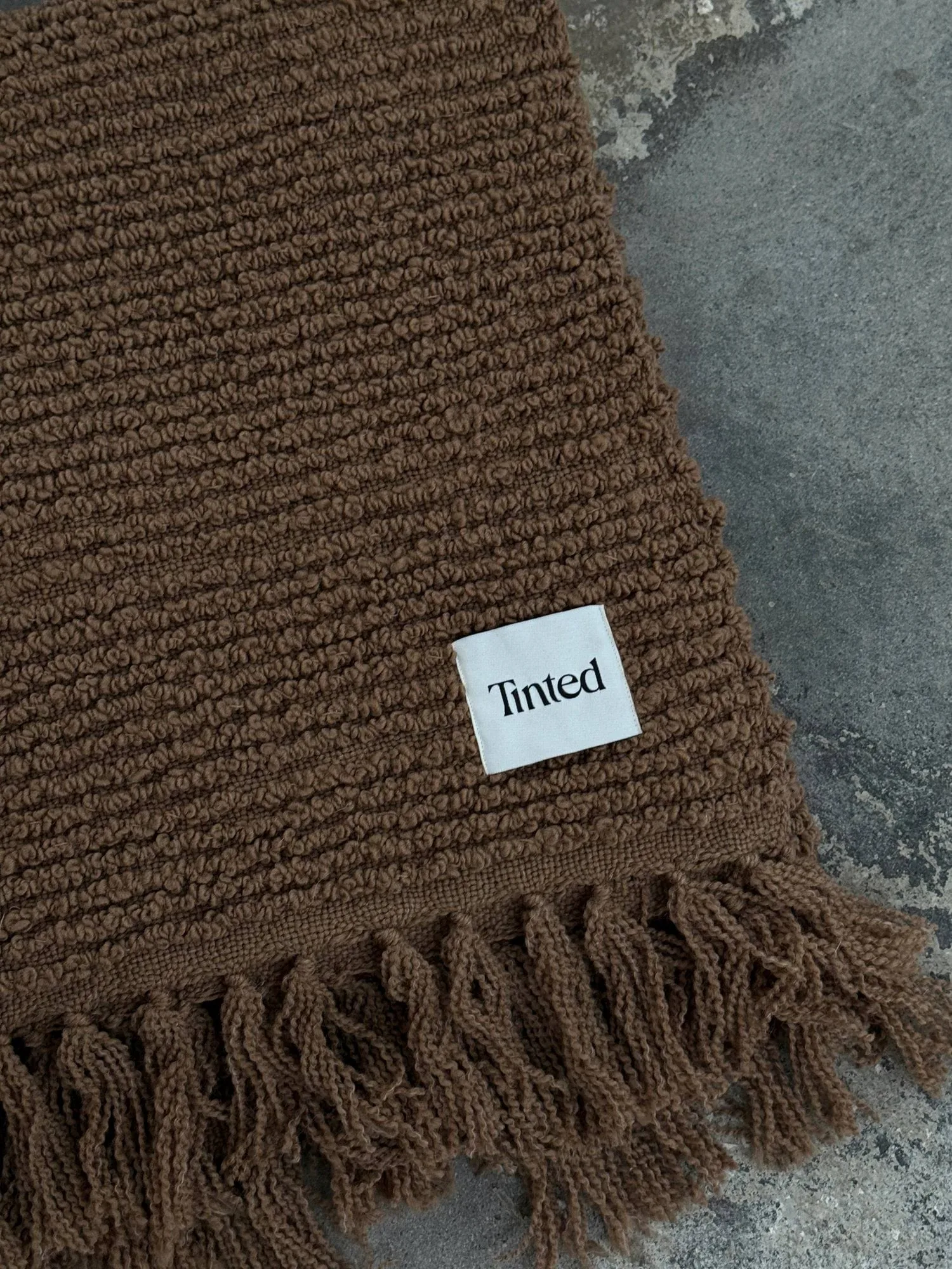 Janzen boucléplaid, Solid natural brown, 130x170 cm Tinted