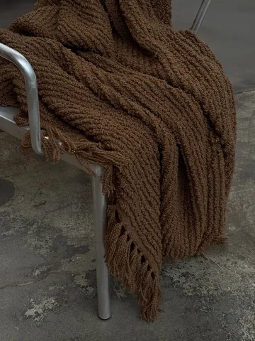 Janzen boucléplaid - Solid natural brown, 130x170 cm - Tinted