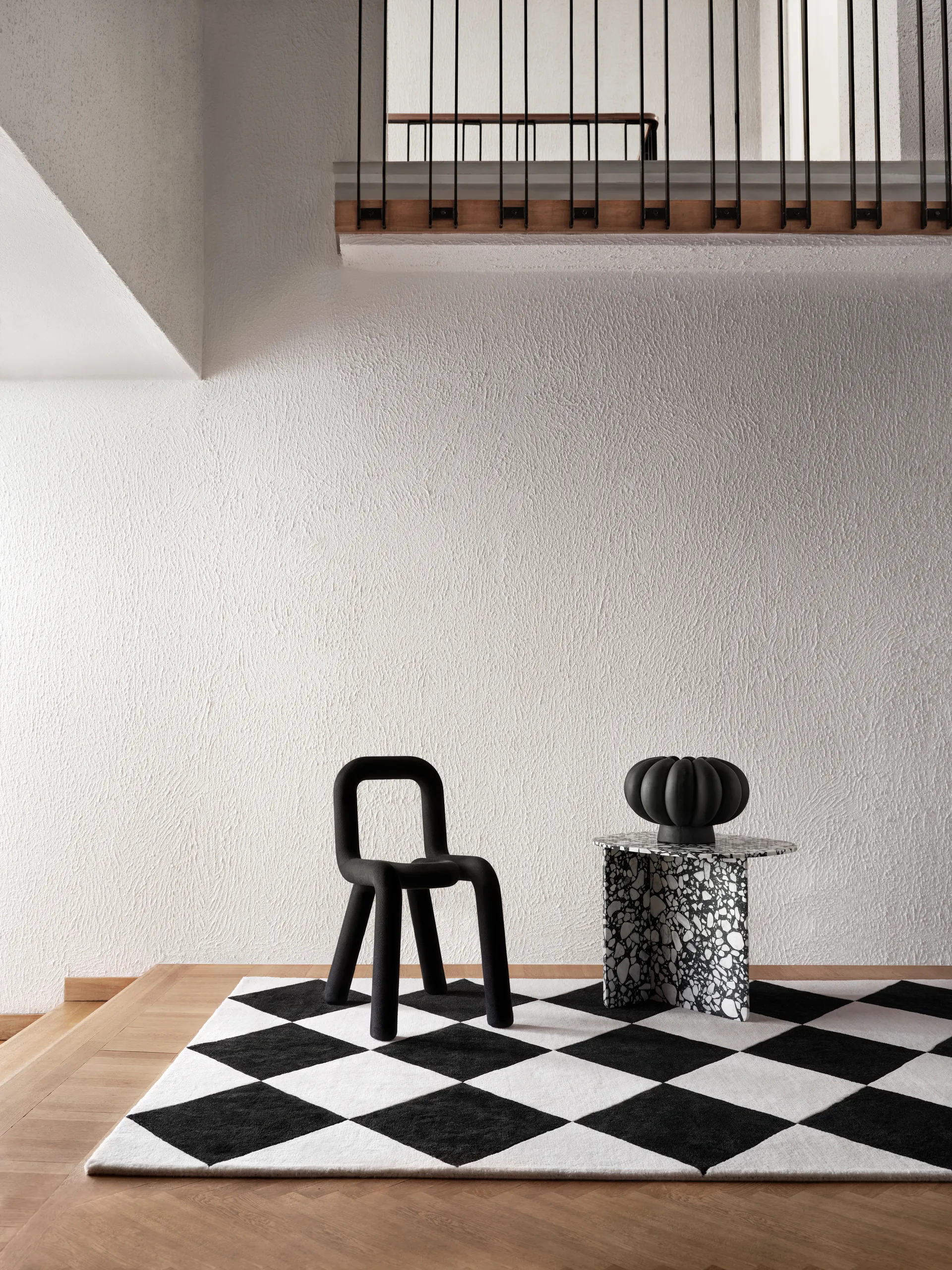 Tenman uldtæppe 170x240 cm, Black-white Tinted