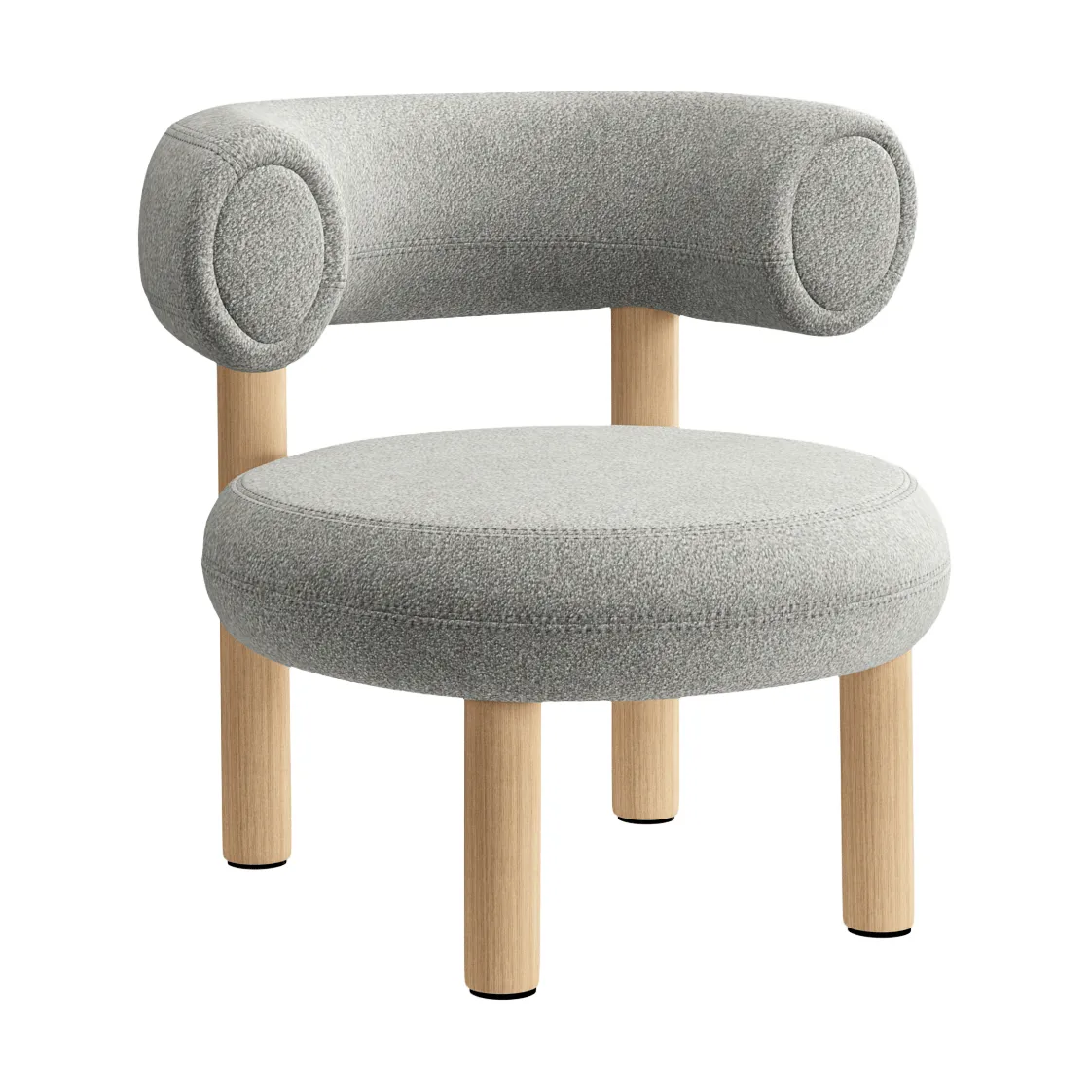 Fed loungestol, Børstet natural wood & natural alpine boucle Tom Dixon