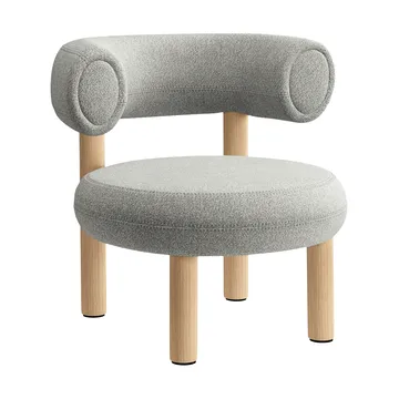 Fed loungestol - Børstet natural wood & natural alpine boucle - Tom Dixon