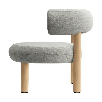 Fed loungestol - Børstet natural wood & natural alpine boucle - Tom Dixon
