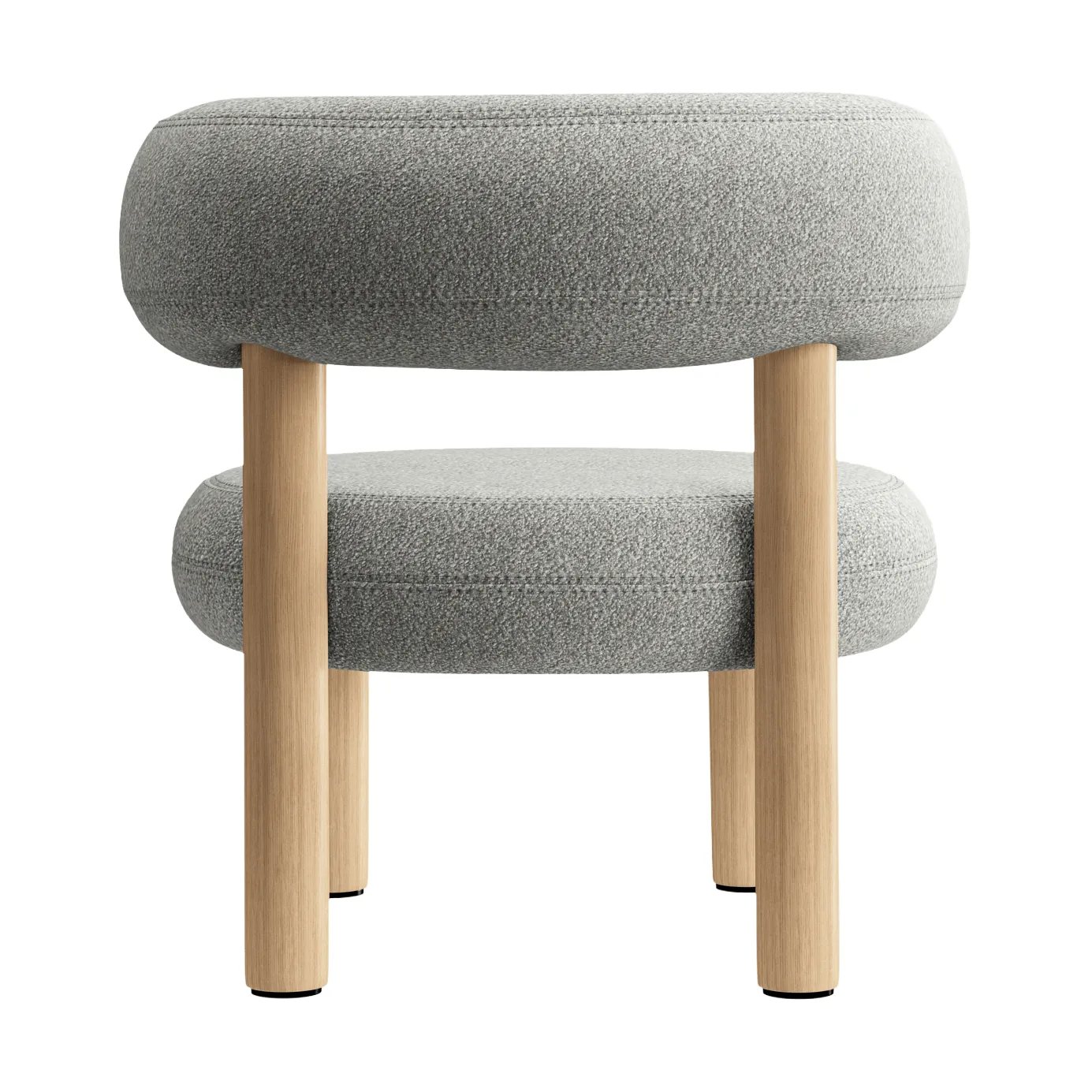 Fed loungestol, Børstet natural wood & natural alpine boucle Tom Dixon