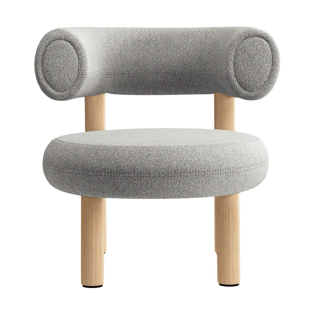 Fed loungestol, Børstet natural wood & natural alpine boucle Tom Dixon