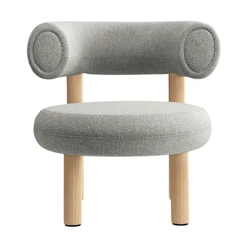 Fed loungestol - Børstet natural wood & natural alpine boucle - Tom Dixon