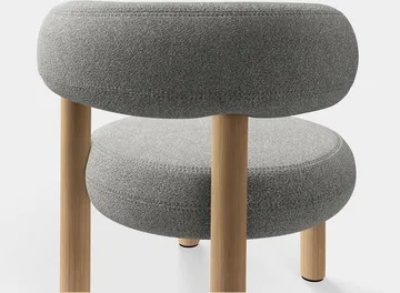 Fed loungestol - Børstet natural wood & natural alpine boucle - Tom Dixon