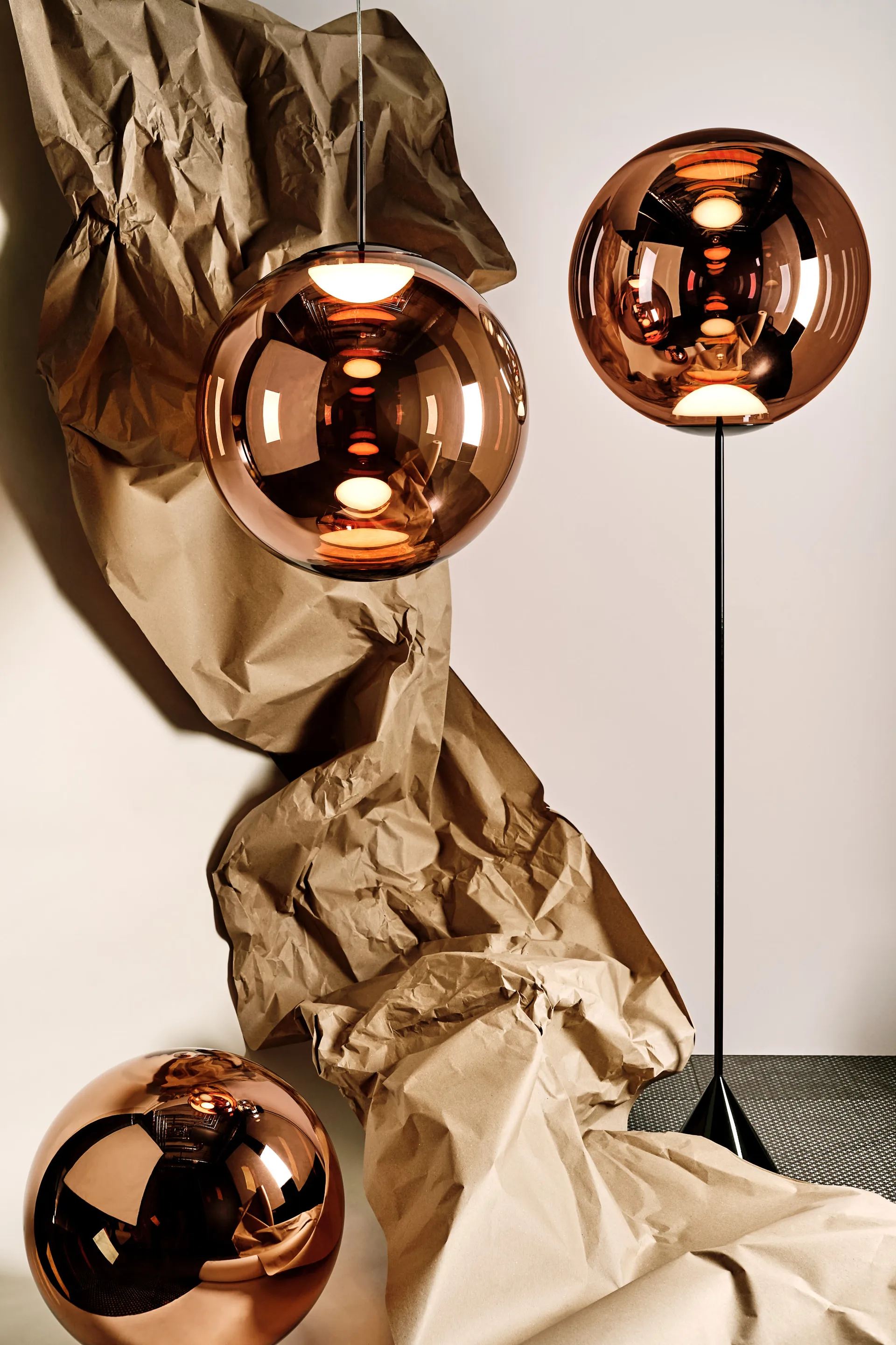 Globe Cone slim gulvlampe LED 180 cm, Copper Tom Dixon