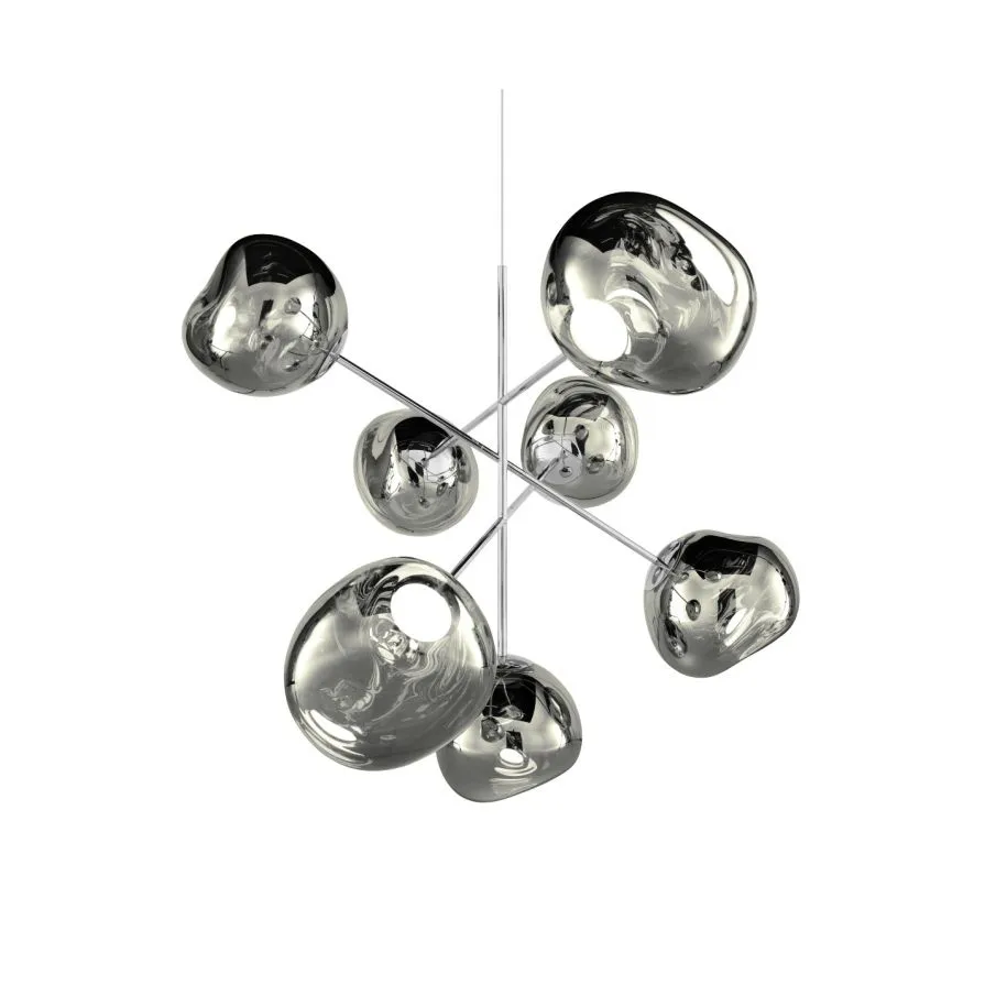 Melt Chandelier large lysekrone LED 196 cm, Silver Tom Dixon