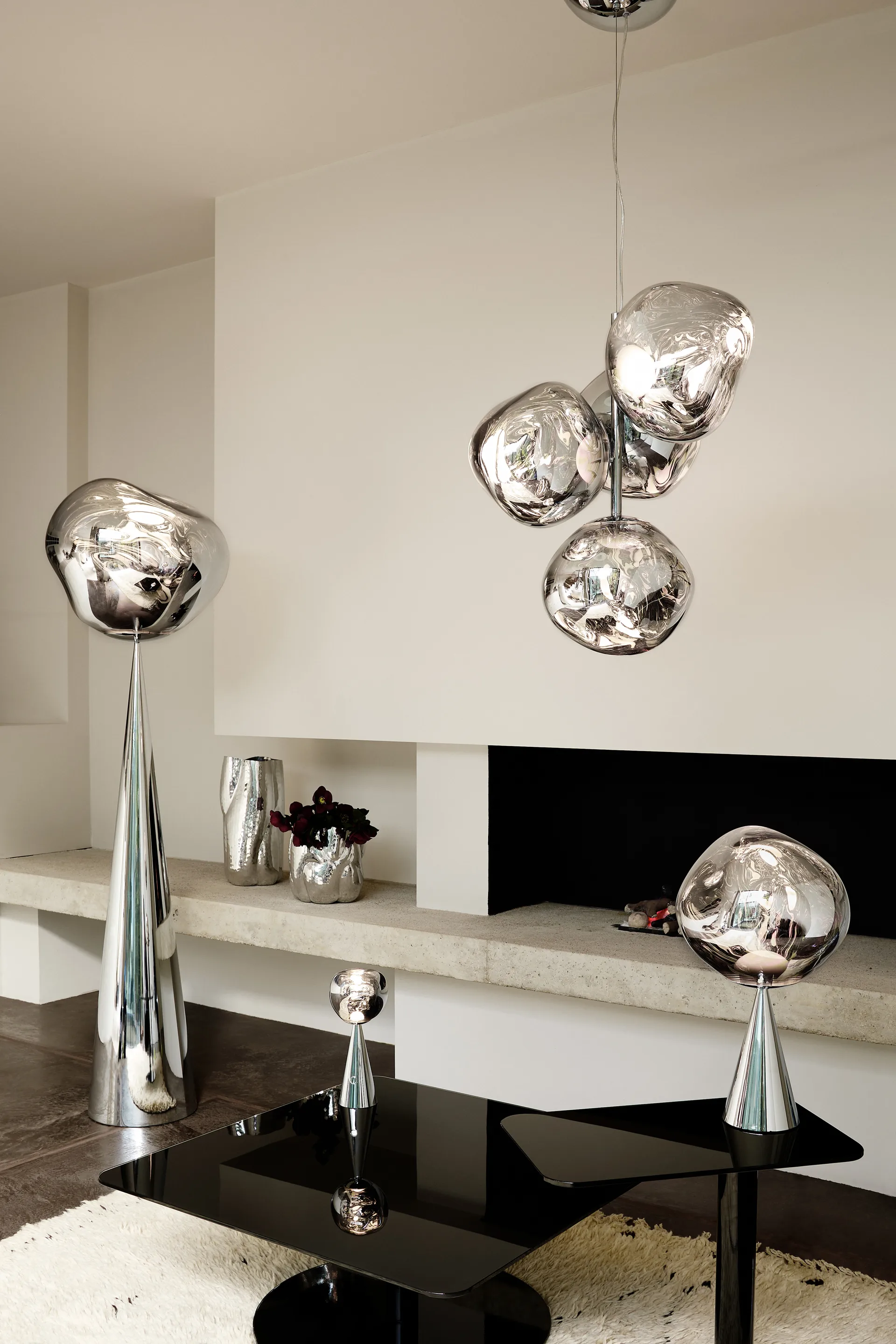 Melt Chandelier mini lysekrone LED 63,4 cm, Silver Tom Dixon
