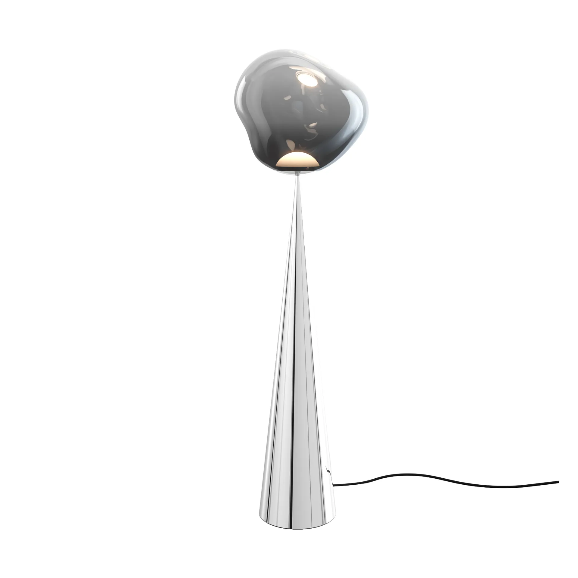 Melt Cone fat gulvlampe LED 174,5 cm, Nikkel-sølvfarvet Tom Dixon