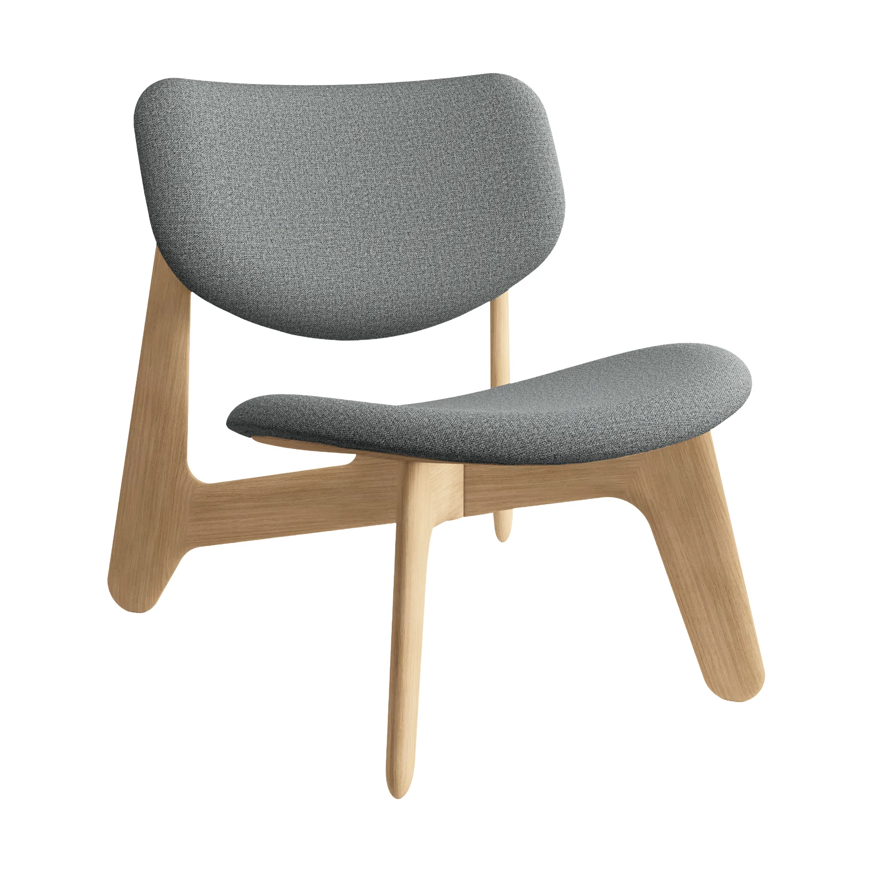 Slab loungestol polstret sæde, Natural brushed oak-Hallingdal 0130 mid grey Tom Dixon