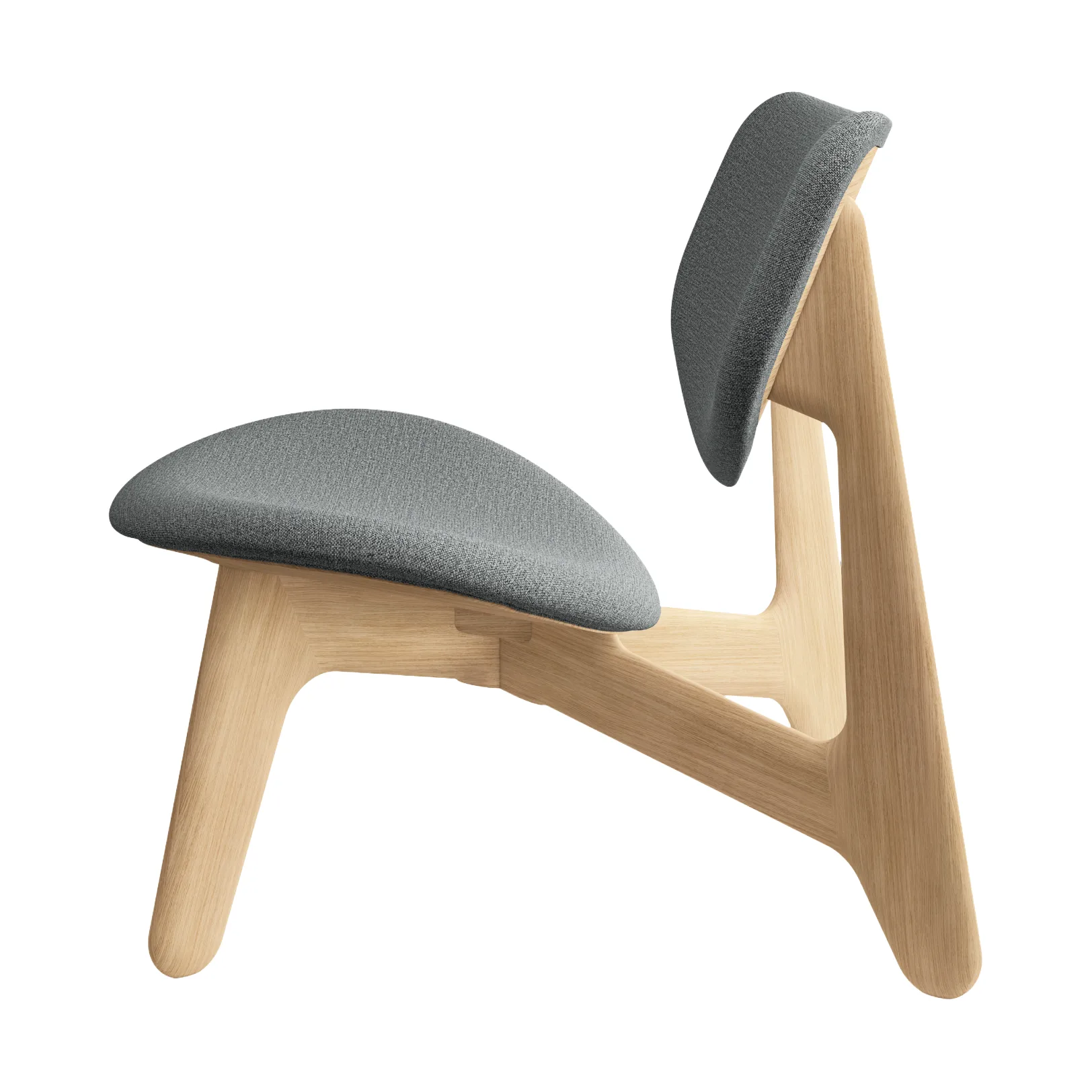 Slab loungestol polstret sæde, Natural brushed oak-Hallingdal 0130 mid grey Tom Dixon