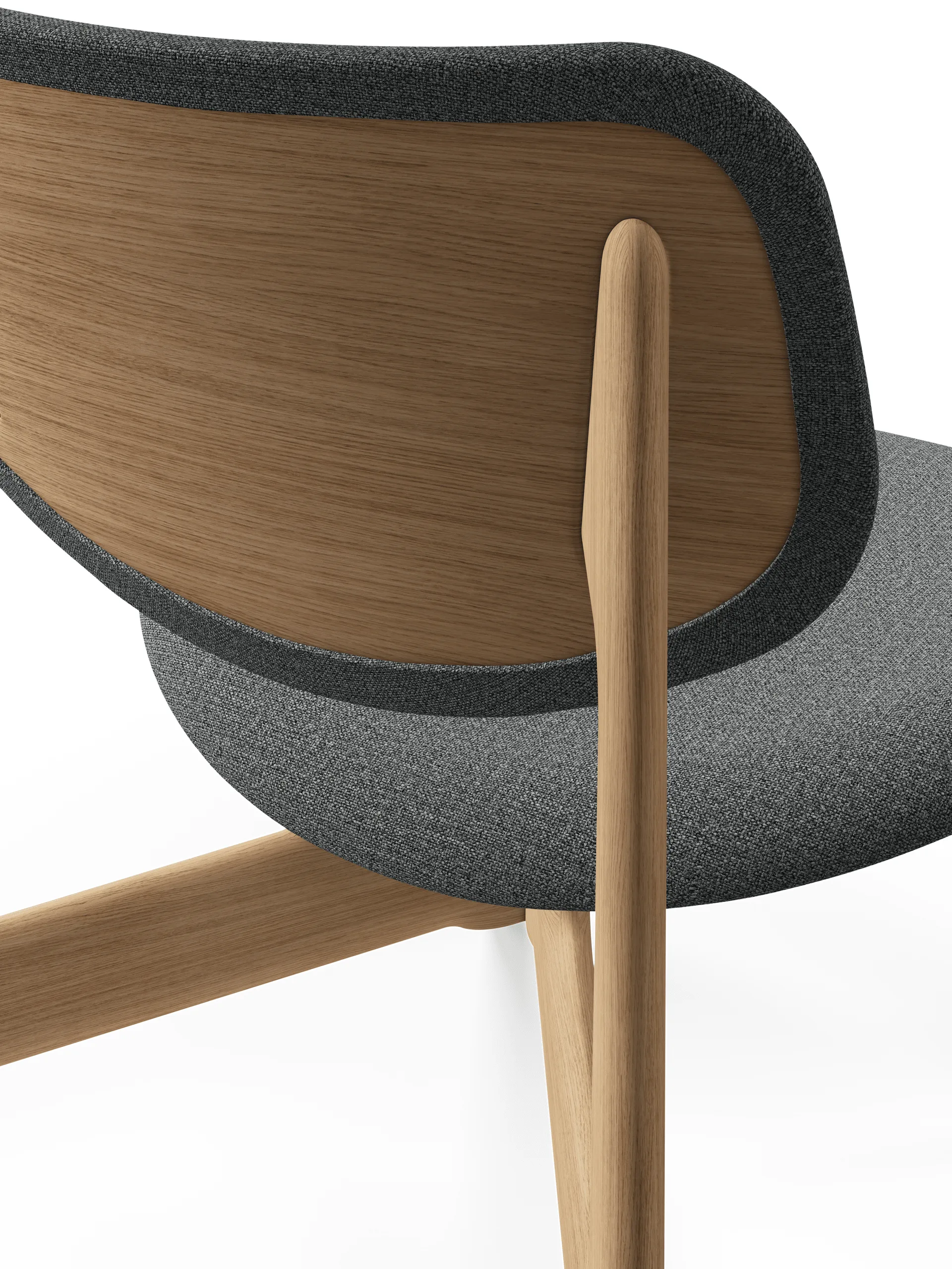 Slab loungestol polstret sæde, Natural brushed oak-Hallingdal 0130 mid grey Tom Dixon