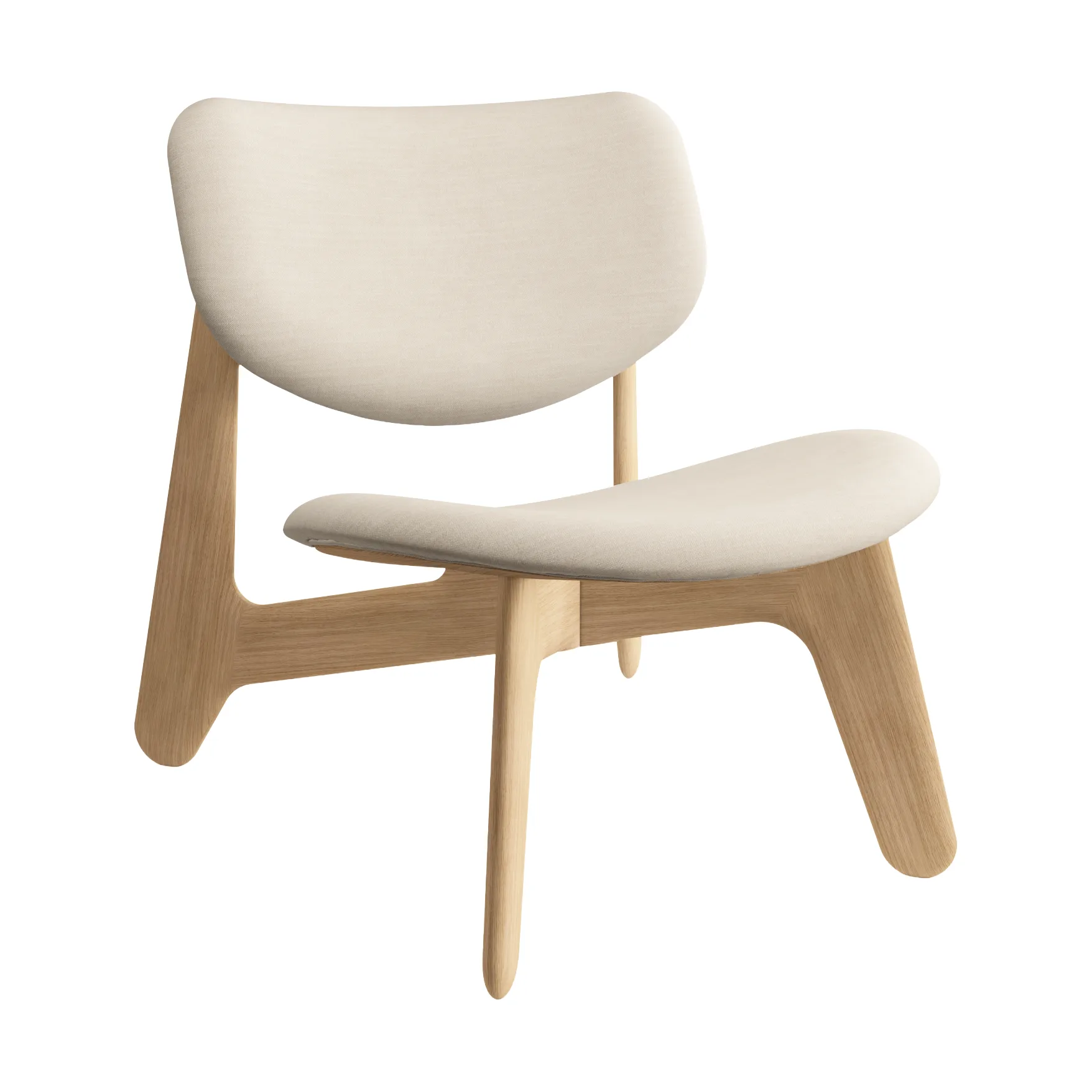Slab loungestol polstret sæde, Natural brushed oak-Linara 05 CMHR Cream Tom Dixon