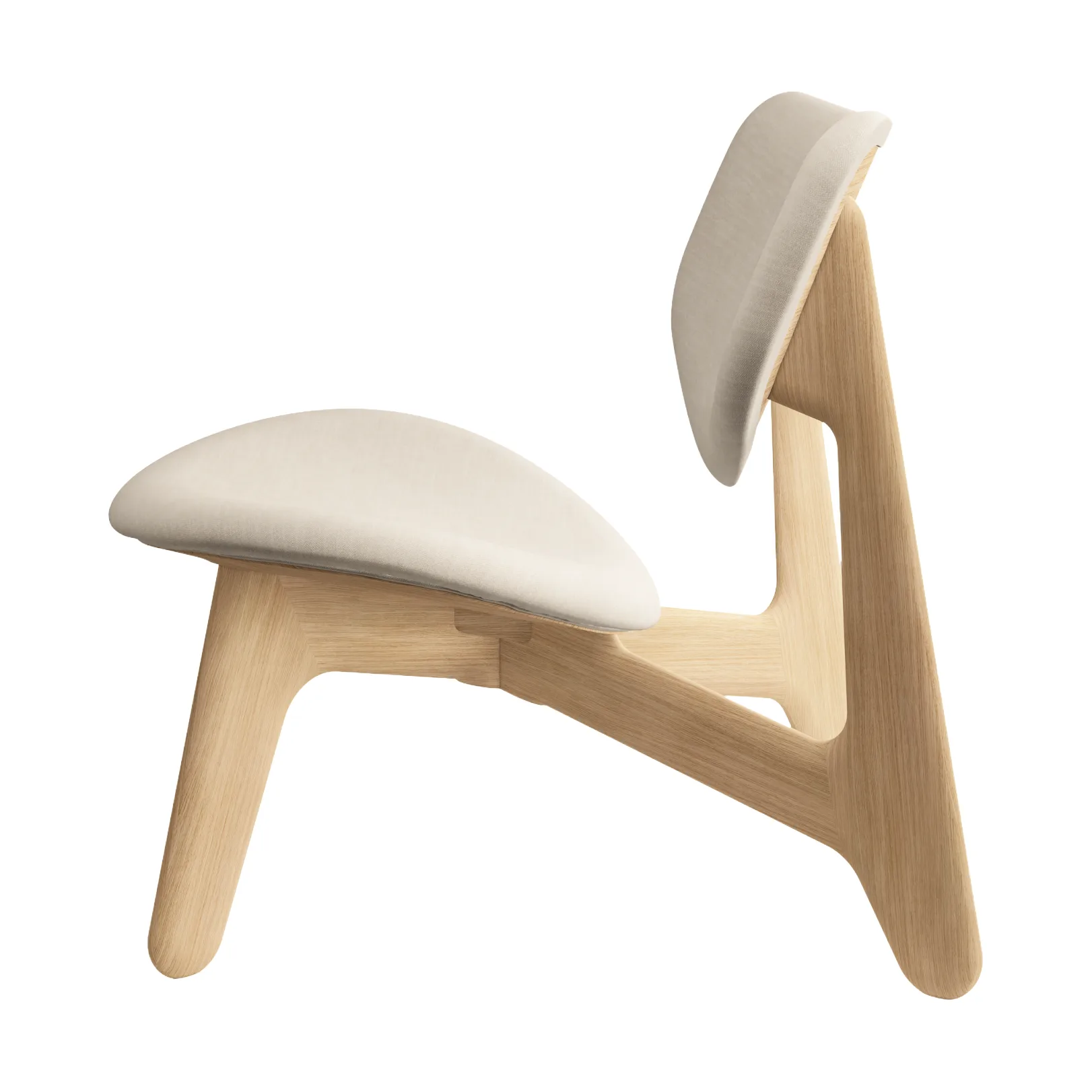 Slab loungestol polstret sæde, Natural brushed oak-Linara 05 CMHR Cream Tom Dixon