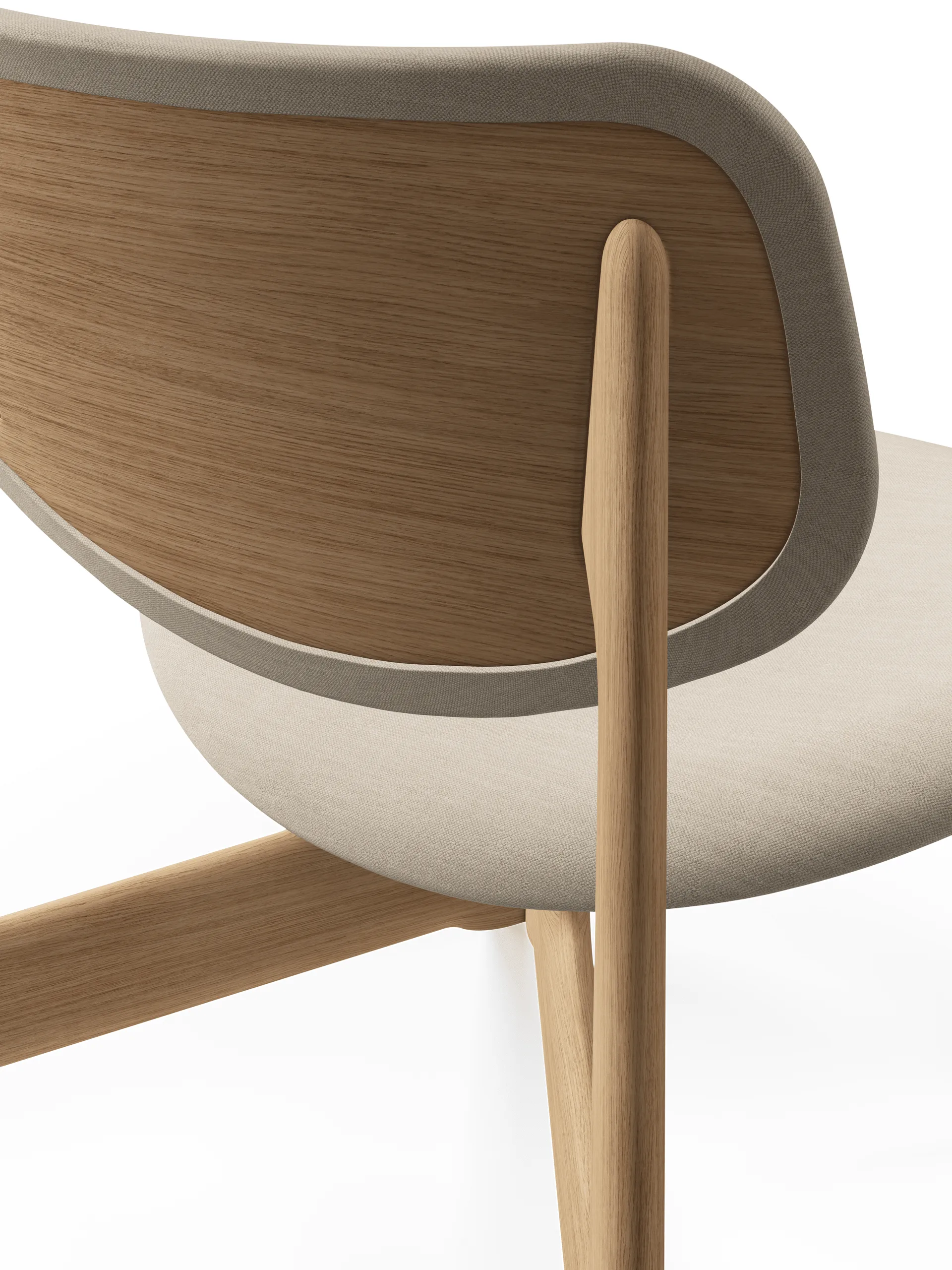 Slab loungestol polstret sæde, Natural brushed oak-Linara 05 CMHR Cream Tom Dixon
