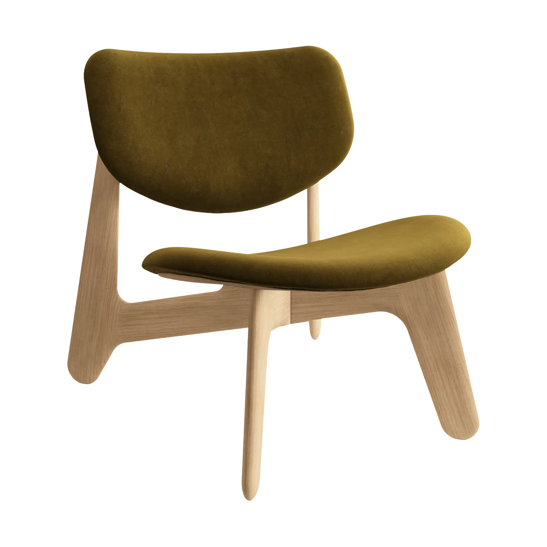 Slab loungestol polstret sæde, Natural brushed oak-Royal 0162 CMHR Khaki Tom Dixon
