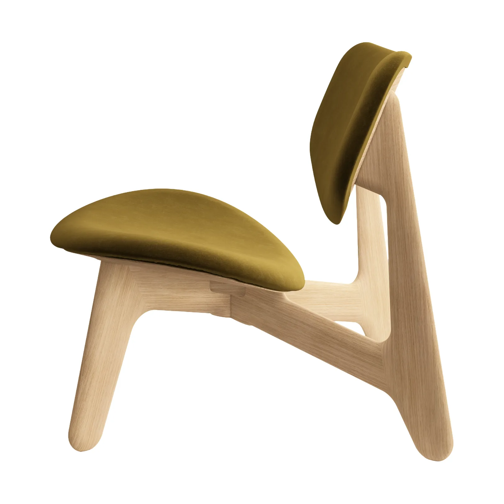 Slab loungestol polstret sæde, Natural brushed oak-Royal 0162 CMHR Khaki Tom Dixon