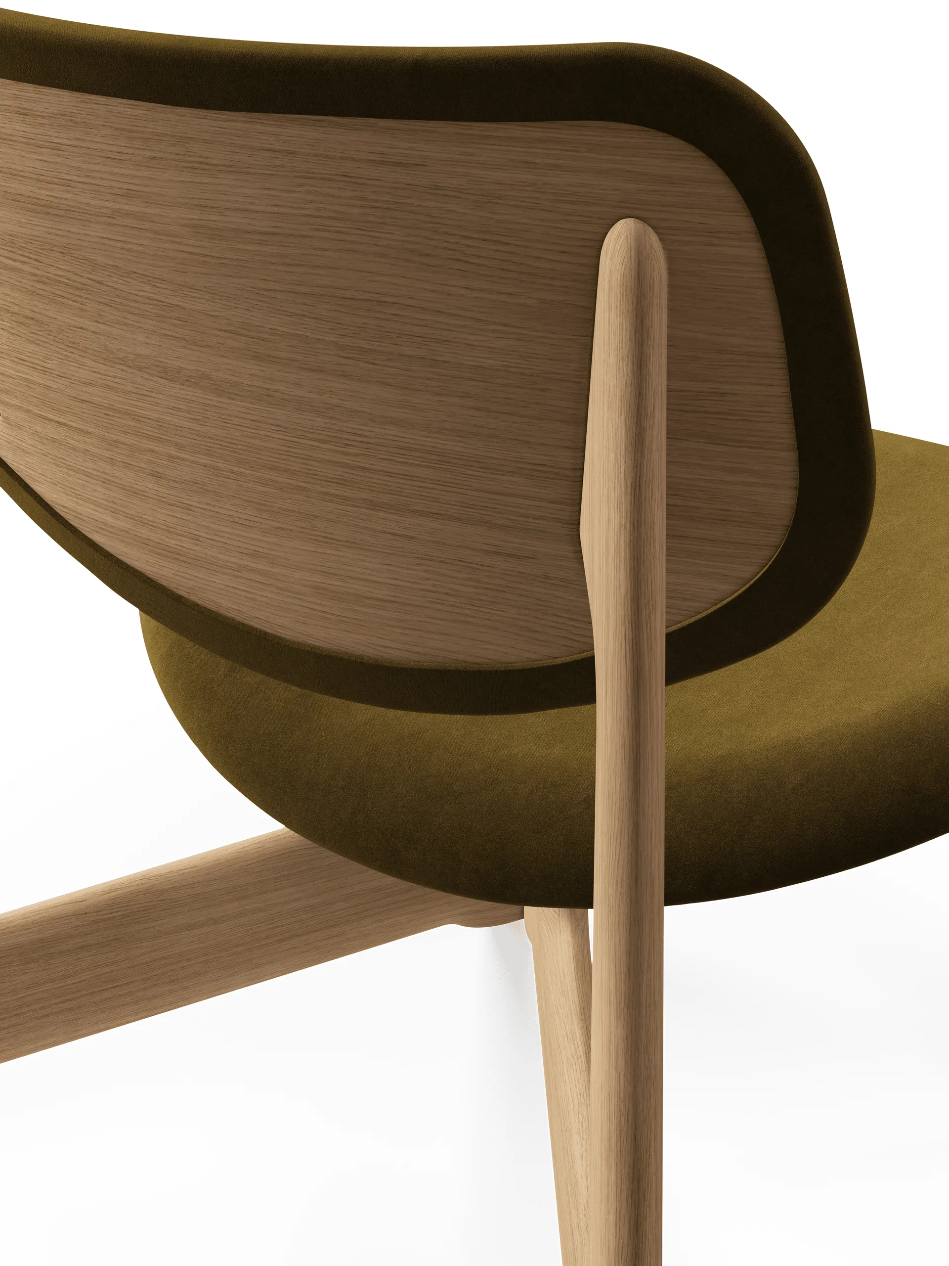Slab loungestol polstret sæde, Natural brushed oak-Royal 0162 CMHR Khaki Tom Dixon