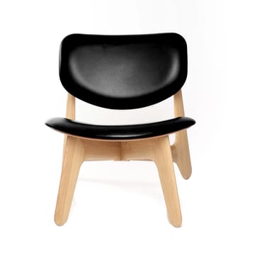 Slab loungestol polstret sæde - Natural oak-black leather - Tom Dixon