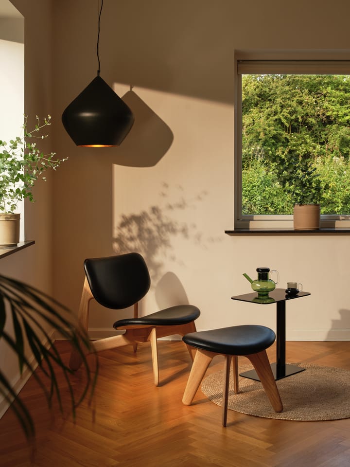 Slab loungestol polstret sæde, Natural oak-black leather Tom Dixon
