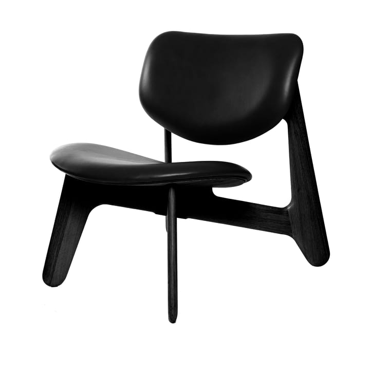 Slab loungestol polstret sæde - Sort ask-sort læder - Tom Dixon