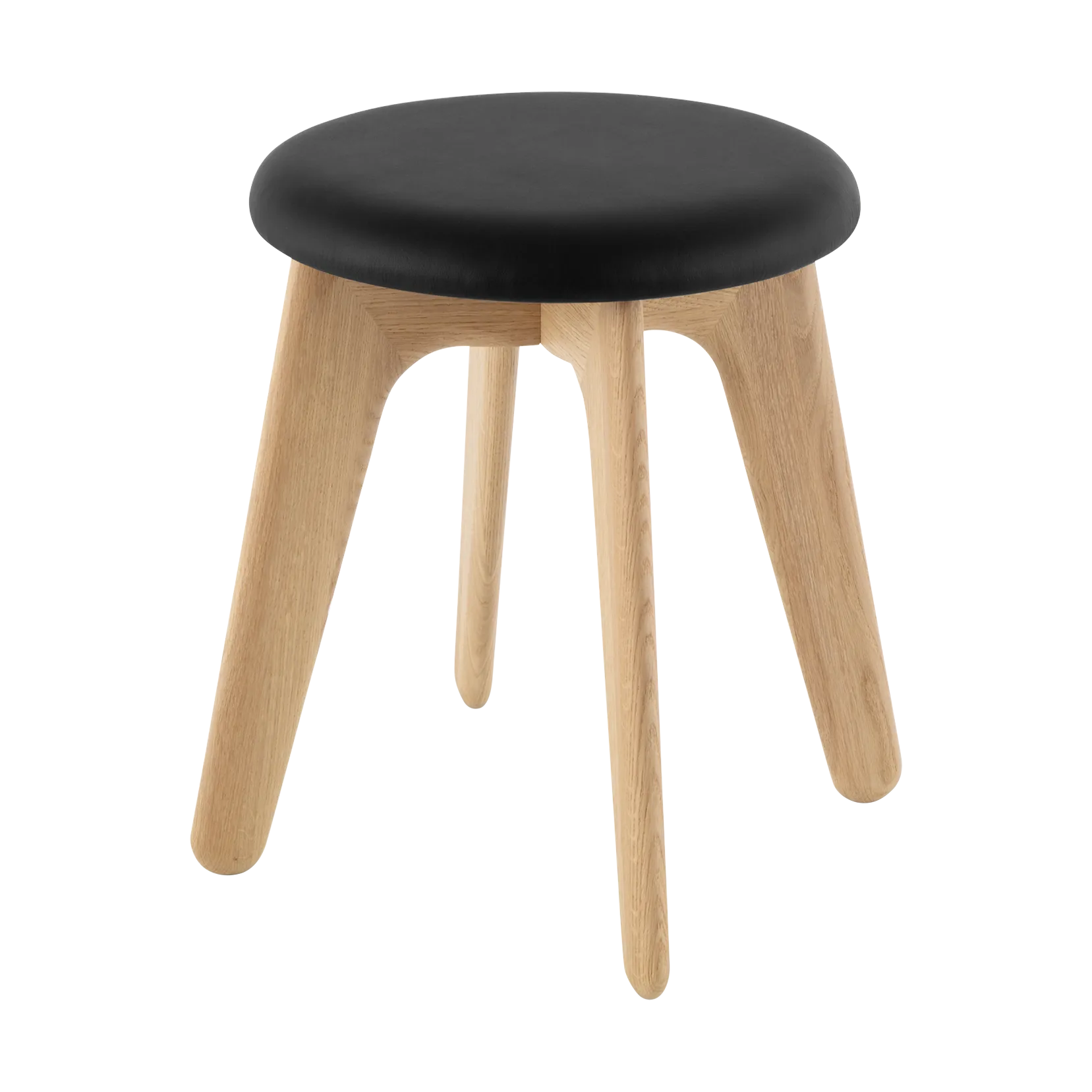 Slab ottoman 45x55 cm, Natural oak-black leather Tom Dixon