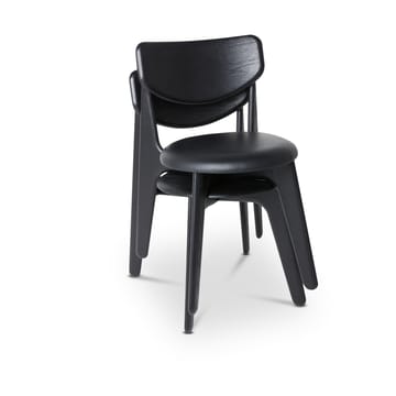 Slab spisebordsstol polstret sæde - Black oak-black leather - Tom Dixon