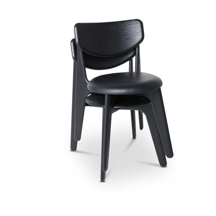 Slab spisebordsstol polstret sæde, Black oak-black leather Tom Dixon