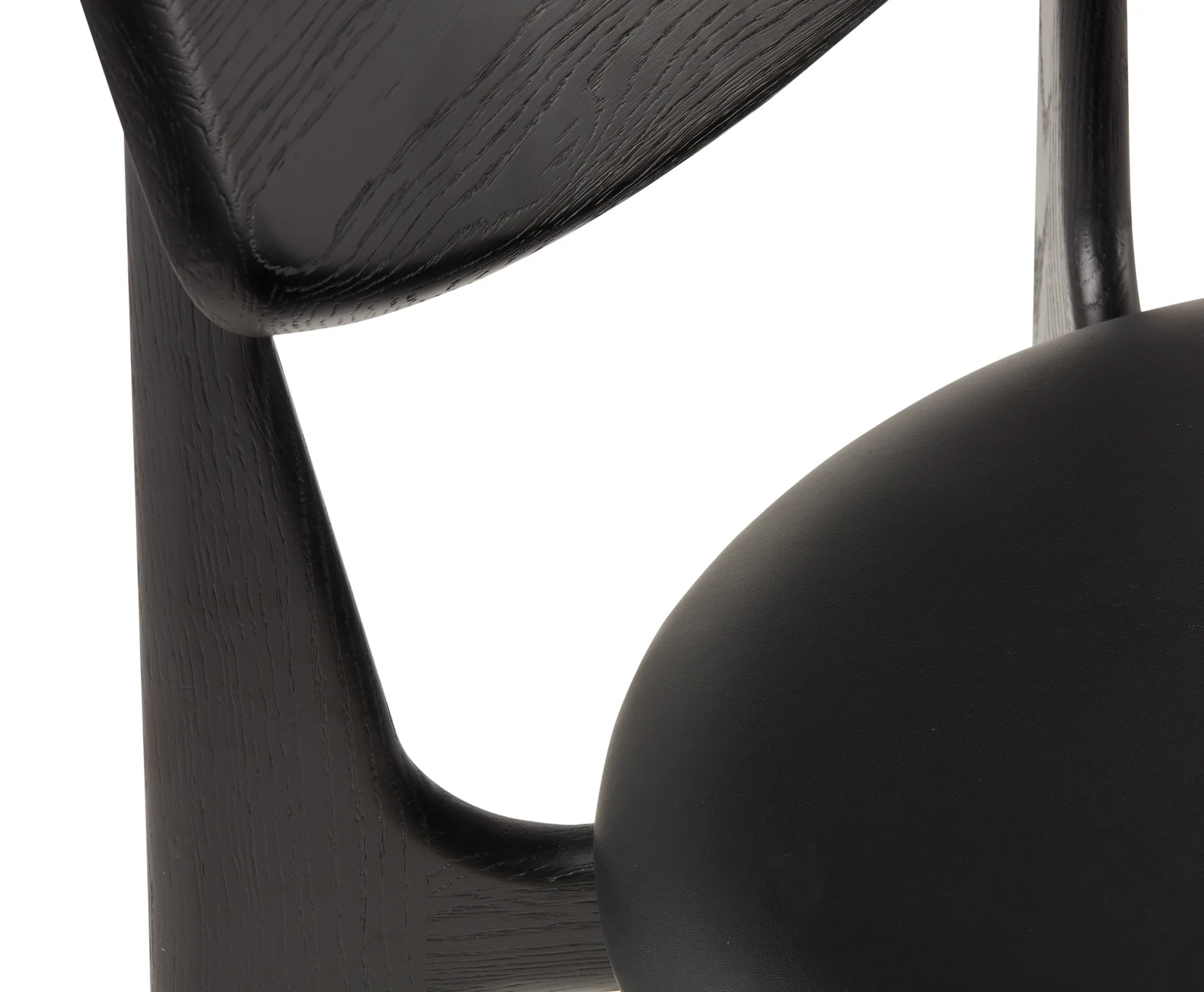 Slab spisebordsstol polstret sæde, Black oak-black leather Tom Dixon