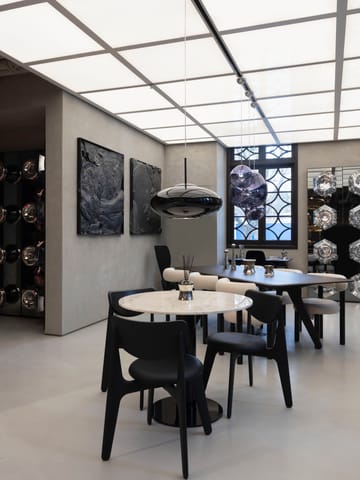 Slab spisebordsstol polstret sæde - Black oak-black leather - Tom Dixon