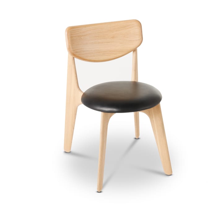 Slab spisebordsstol polstret sæde - Natural oak-black leather - Tom Dixon