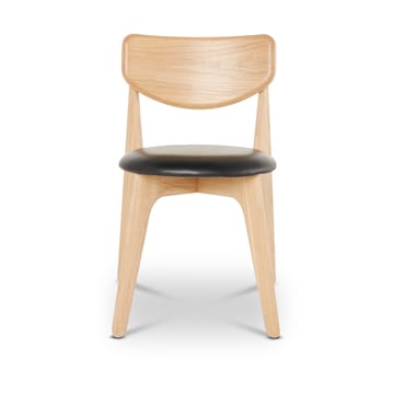 Slab spisebordsstol polstret sæde - Natural oak-black leather - Tom Dixon