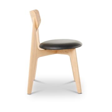Slab spisebordsstol polstret sæde - Natural oak-black leather - Tom Dixon