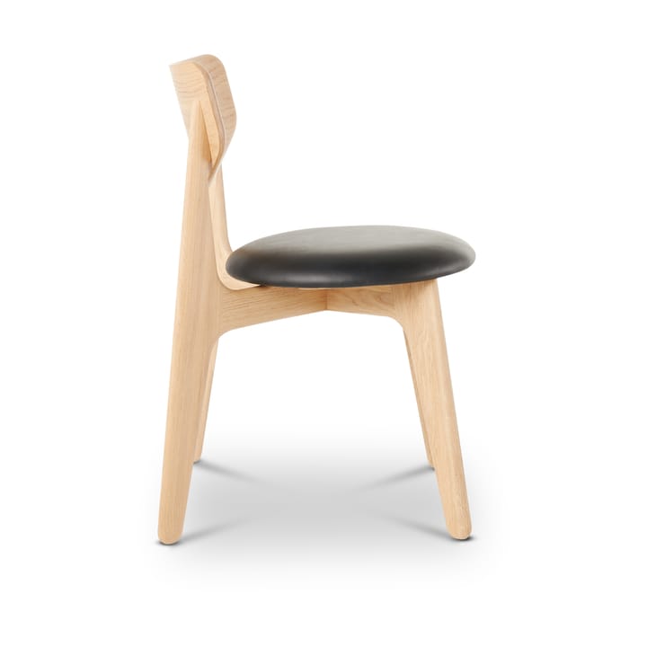 Slab spisebordsstol polstret sæde, Natural oak-black leather Tom Dixon