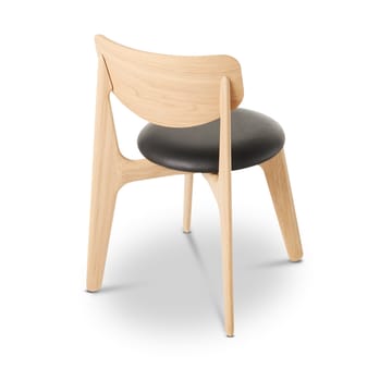 Slab spisebordsstol polstret sæde - Natural oak-black leather - Tom Dixon