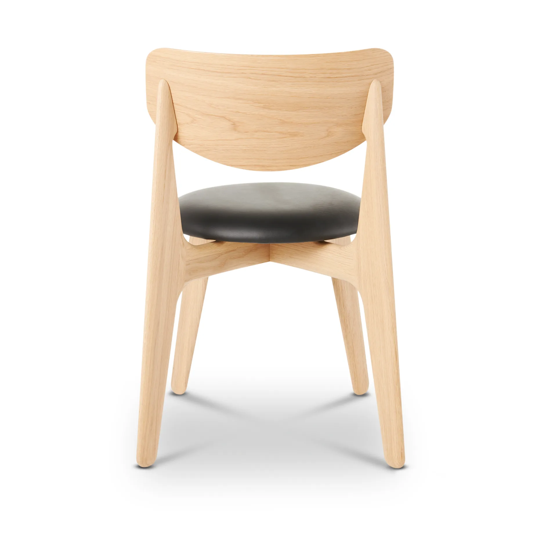 Slab spisebordsstol polstret sæde, Natural oak-black leather Tom Dixon