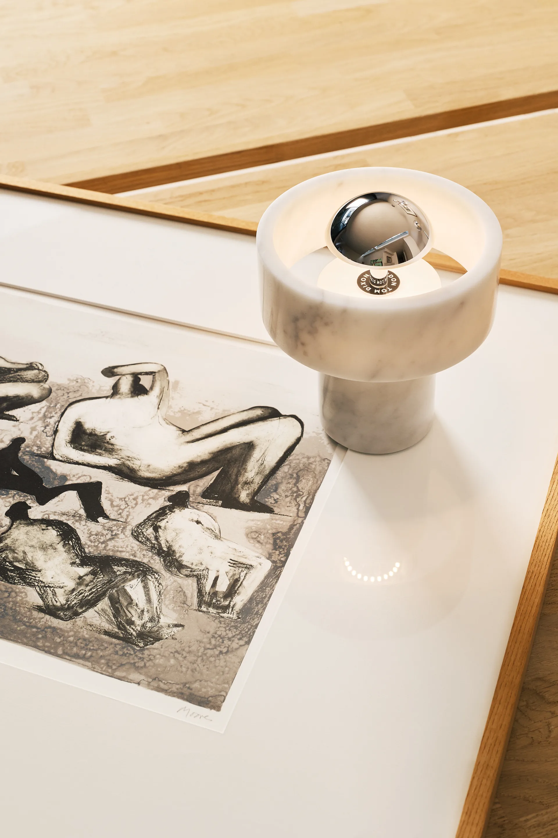 Stone Portable LED-bordlampe 28 cm, Marble-silver Tom Dixon