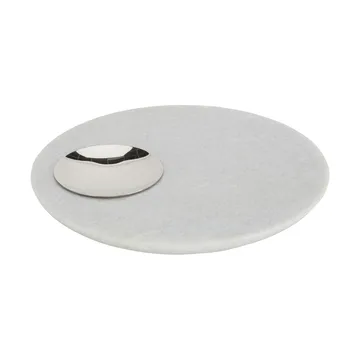 Stone serveringsbakke Ø22 cm - White marble-silver - Tom Dixon