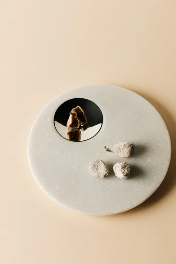 Stone serveringsbakke Ø22 cm - White marble-silver - Tom Dixon