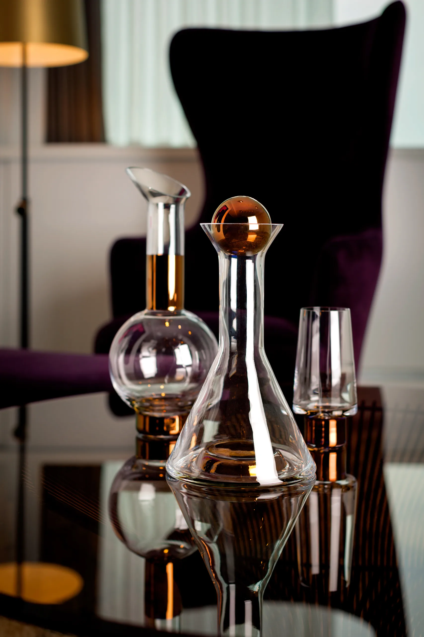 Tank High Ball drikkeglas 38 cl 2-pak, Clear-copper Tom Dixon