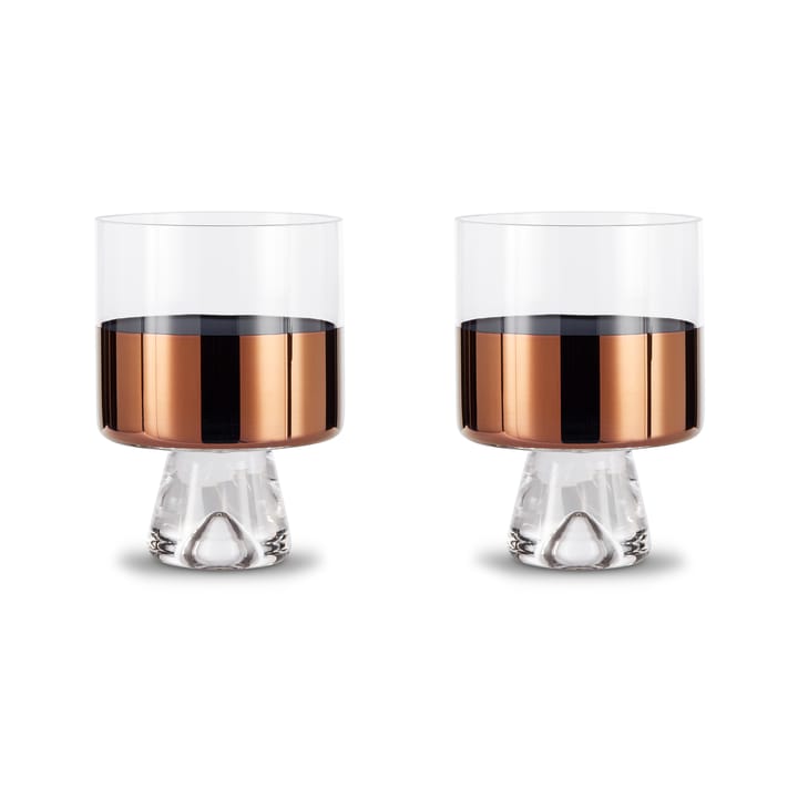 Tank Low Ball drikkeglas 24 cl 2-pak - Clear-copper - Tom Dixon
