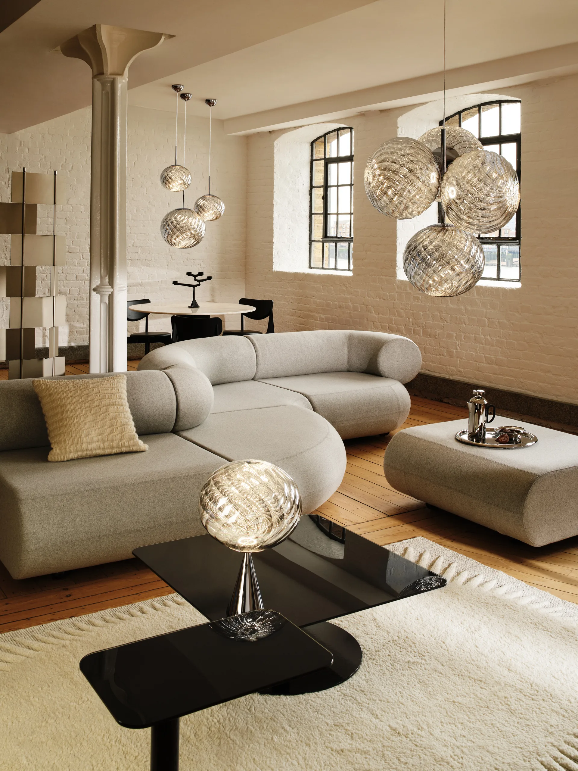 Whirl cone fat bordlampe, Silver Tom Dixon