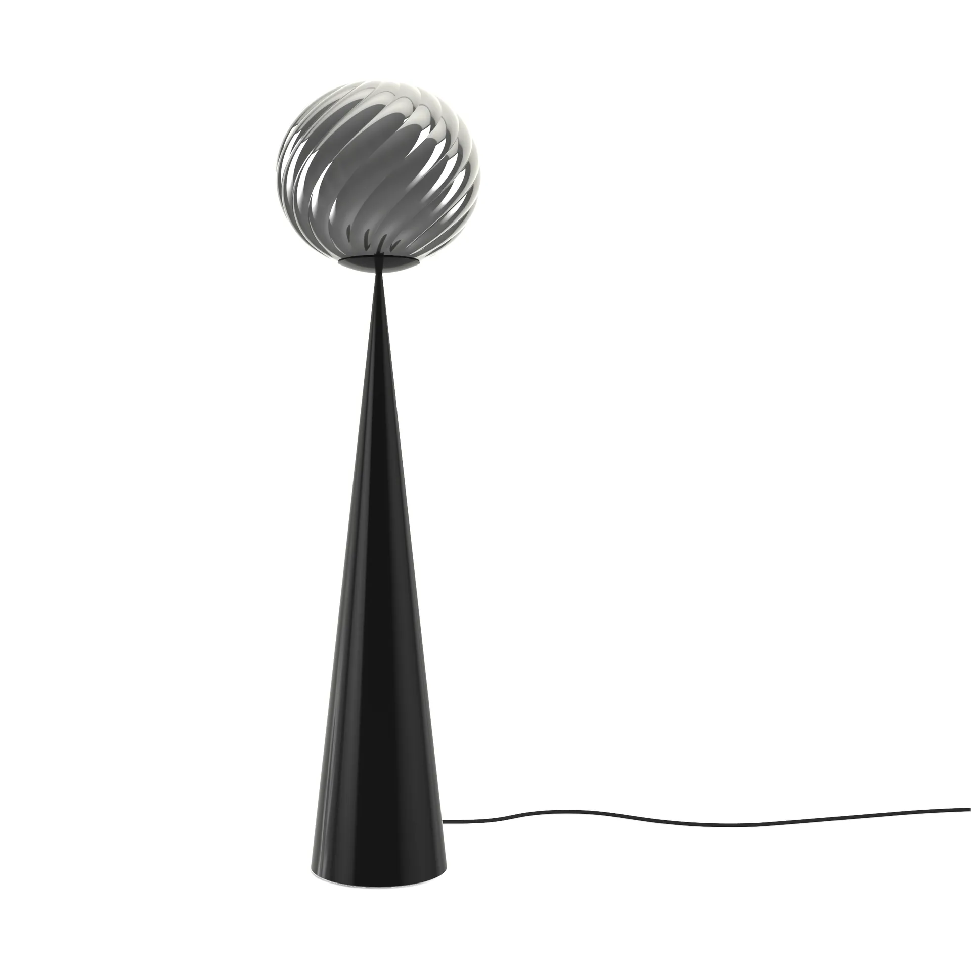 Whirl cone fat gulvlampe, Silver-black Tom Dixon